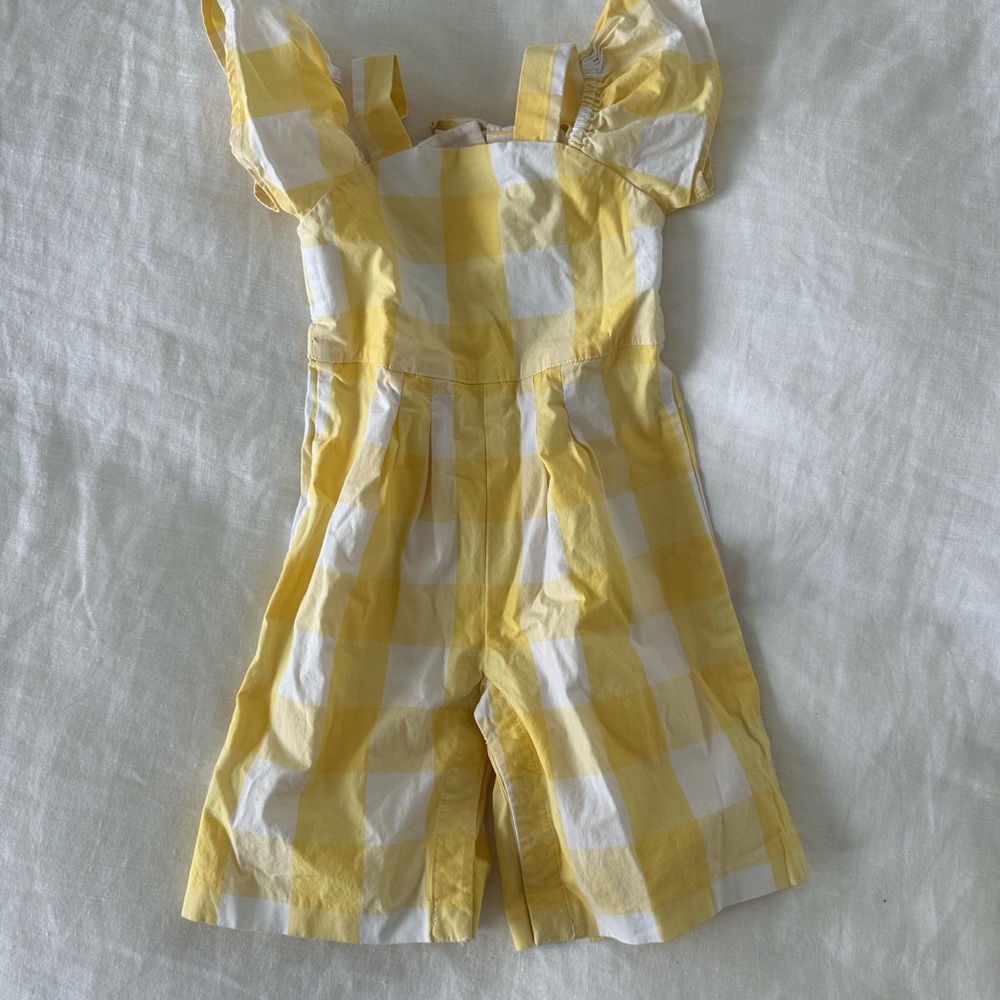 Janie and Jack Yellow and White Checkered Kids Jumpsuit